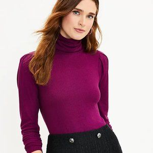 NWT LOFT  Pleated Sleeve Turtleneck Top